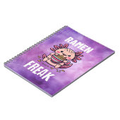 かわいいアクサロ食べ物トルのラーメン(白文字) ノートブック (左側)