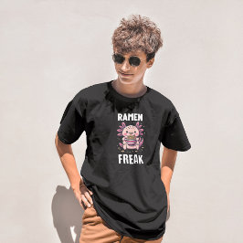 かわいいアクサロ食べ物トルのラーメン(白文字) Tシャツ