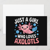 かわいいアクソロトルが好きな女の子 招待状 (正面/裏面)