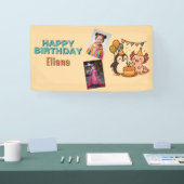 かわいいアクソロトルとペンギンの女の子の誕生日 横断幕 (トレードショー)