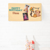 かわいいアクソロトルとペンギンの女の子の誕生日 横断幕 (インサイチュ)