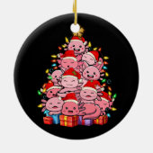 かわいいアクソロトルクリスマスツリーアクソロトルパジャマハットX セラミックオーナメント (裏面)