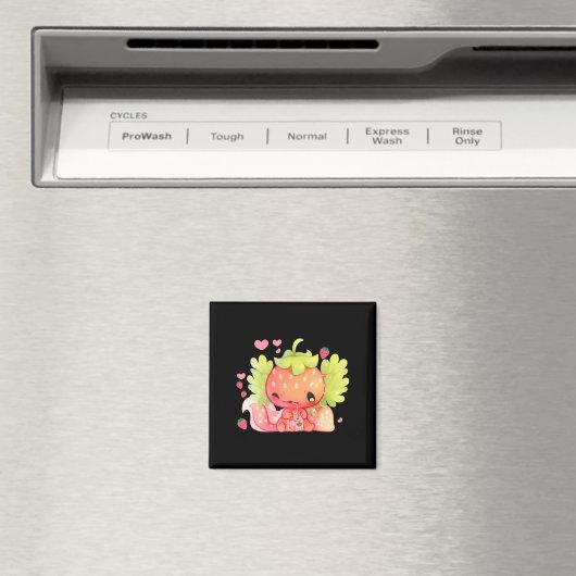 かわいいアクソロトルストロベリーミルクシェイク日本のアニメーション マグネット (インサイチュ (食洗機))