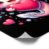 かわいいアクソロトルハートバレンタインデーのための女の子の子供V ポスター (角)