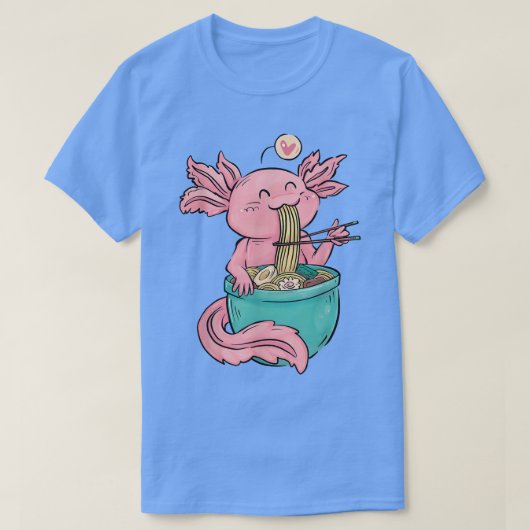 かわいいアクソロトルラーメン日本のアニメオタク Tシャツ (デザイン正面)