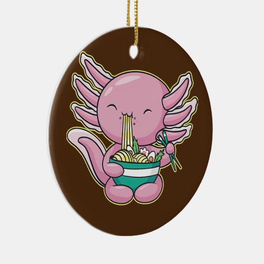 かわいいアクソロトルラーメン日本のアニメ麺10代 セラミックオーナメント (右)