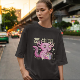 かわいいアクソロトル及びストロベリーミルク Tシャツ