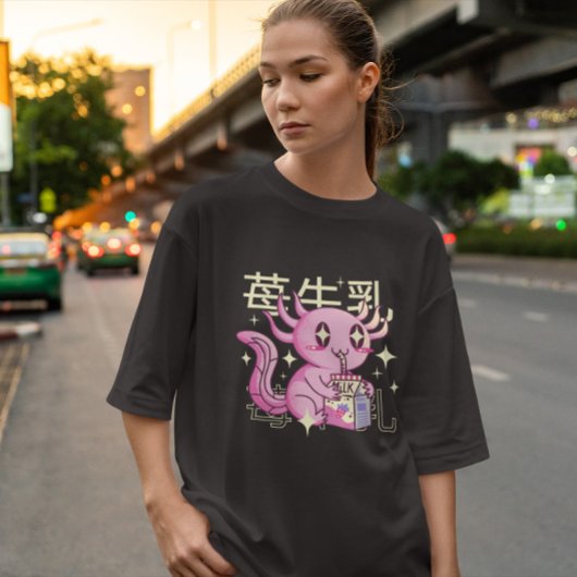 かわいいアクソロトル及びストロベリーミルク Tシャツ