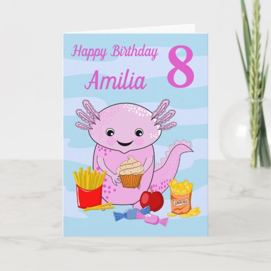 かわいいアクソロトル誕生日カード カード (正面)