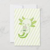 かわいいアクソロトル グリーンボバ ティーパーティーキッズ サンキューカード (裏面)