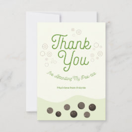 かわいいアクソロトル グリーンボバ ティーパーティー キッズ サンキューカード