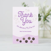 かわいいアクソロトル パープル ボバ ティー パーティー キッズ サンキューカード (スタンド正面)