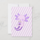 かわいいアクソロトル パープル ボバ ティー パーティー キッズ サンキューカード (裏面)