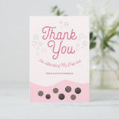 かわいいアクソロトル ピンク ボバ ティー パーティー キッズ サンキューカード (スタンド正面)