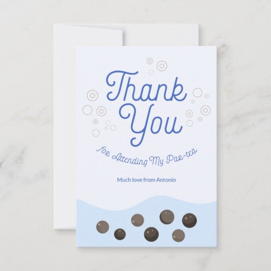 かわいいアクソロトル ブルーボバ ティーパーティー キッズ サンキューカード (正面)