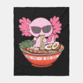 かわいいアクソロ食べトルのラーメン麺アニメガールズTe フリースブランケット (正面)