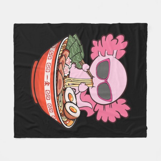 かわいいアクソロ食べトルのラーメン麺アニメガールズTe フリースブランケット (正面(横))