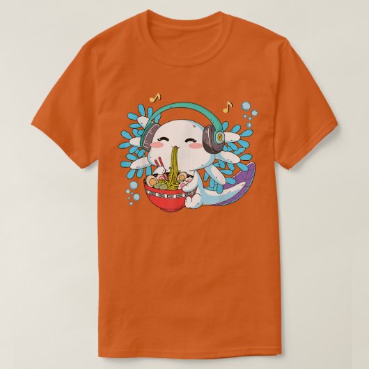 かわいいアクソロ食べトルのラーメン麺アニメキッズティー Tシャツ (デザイン正面)