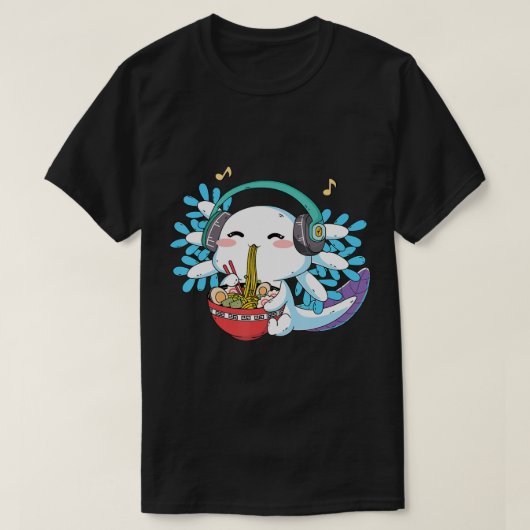 かわいいアクソロ食べトルのラーメン麺アニメキッズボーイ Tシャツ (デザイン正面)