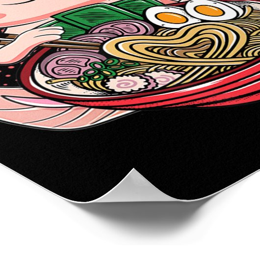 かわいいアクソロ食べトルのラーメン麺アニメギフトGir ポスター (角)