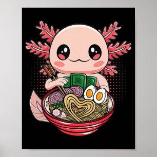 かわいいアクソロ食べトルのラーメン麺アニメギフトGir ポスター