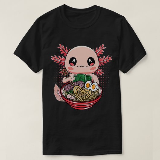 かわいいアクソロ食べトルのラーメン麺アニメギフトGir Tシャツ (デザイン正面)