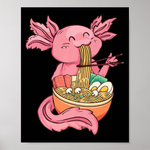 かわいいアクソロ食べトルのラーメン麺Anime Kids Gir ポスター