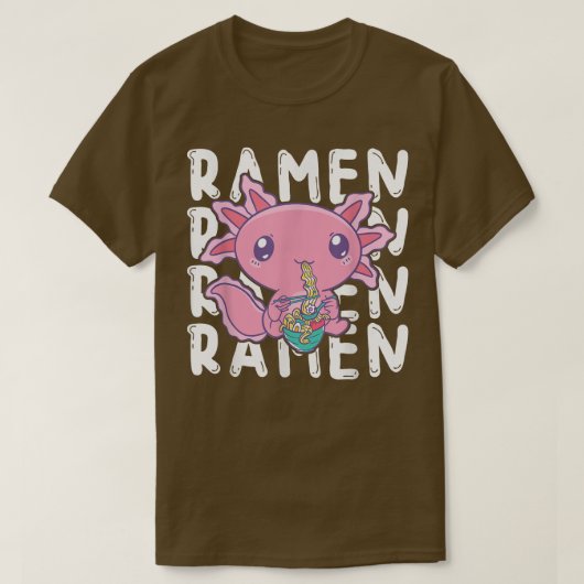 かわいいアクソロ食べトルラーメン日本のアニメ Tシャツ (デザイン正面)