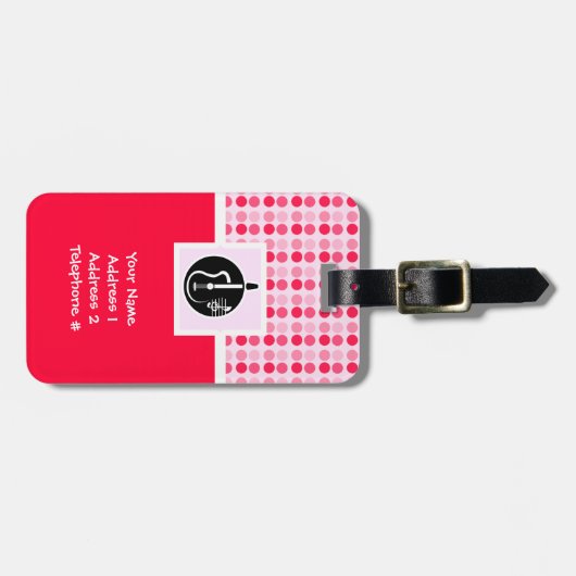 かわいいアコースティックギター ラゲッジタグ (正面横)