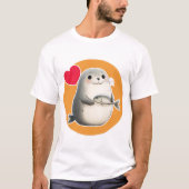 かわいいアザラシと魚 Tシャツ (正面)