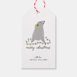 かわいいアザラシのクリスマス ギフトタグ