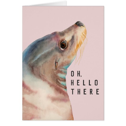 かわいいアシカの水彩画の芸術|はOhこんにちはそこに梳きます (正面)