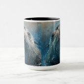 かわいいアシカ写真水彩画 マグカップ (中央)