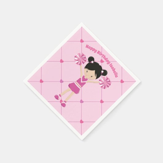 かわいいアジアのチアリーカスタムダー子供の誕生日パーティー スタンダードカクテルナプキン (角)