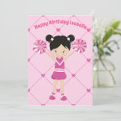 かわいいアジアのチアリーカスタムダー誕生日ガール カード (スタンド正面)