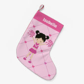 かわいいアジアのチアリーダーピンクパーソナライズされた応援 スモールクリスマスストッキング (正面 (吊り時))