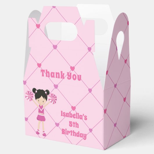 かわいいアジアのチアリーダー女の子ピンクの誕生日パーティー フェイバーボックス (オープン)