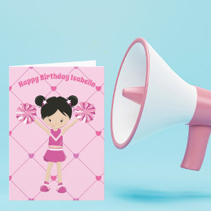 かわいいアジアのチアリーパーソナライズされたダー誕生日女の子 カード