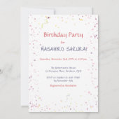 かわいいアジアの女の子1stバースデーケーキカンデルズ名 招待状 (裏面)