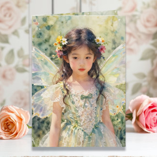 かわいいアジアの妖精の女の子の誕生日おめでとう カード