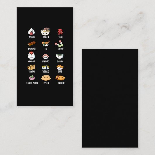 かわいいアジアの食べ物かわいいすし飯魚ラーメン愛好家 名刺 (正面/裏面)