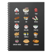 かわいいアジア料理かわいいすし魚ラーメン愛好家 ノートブック (正面)