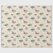 かわいいアジア料理ラーメン麺 ラッピングペーパー (フラット)