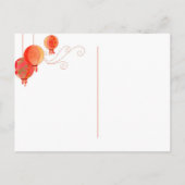 かわいいアジア紙ランタンウェディングRSVP インビテーションポストカード (裏面)