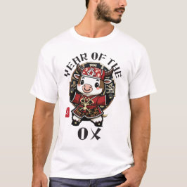 かわいいアジア風丑年の干支の旧正月デザイン Tシャツ