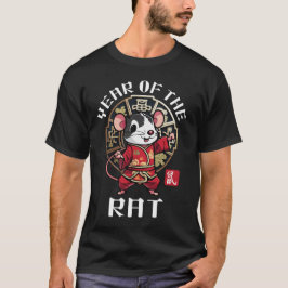 かわいいアジア風中国のネズミ十二支旧正月 Tシャツ