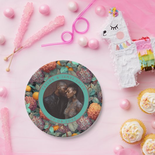 かわいいアジサイのプレートシンプルで結婚披露宴 ペーパープレート (パーティー)