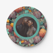 かわいいアジサイのプレートシンプルで結婚披露宴 ペーパープレート (正面)