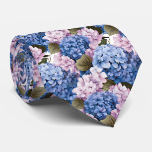 かわいいアジサイの花タイル模様 ネクタイ