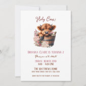 かわいいアジサイフローラファームアニマルズ誕生日 招待状 (正面)